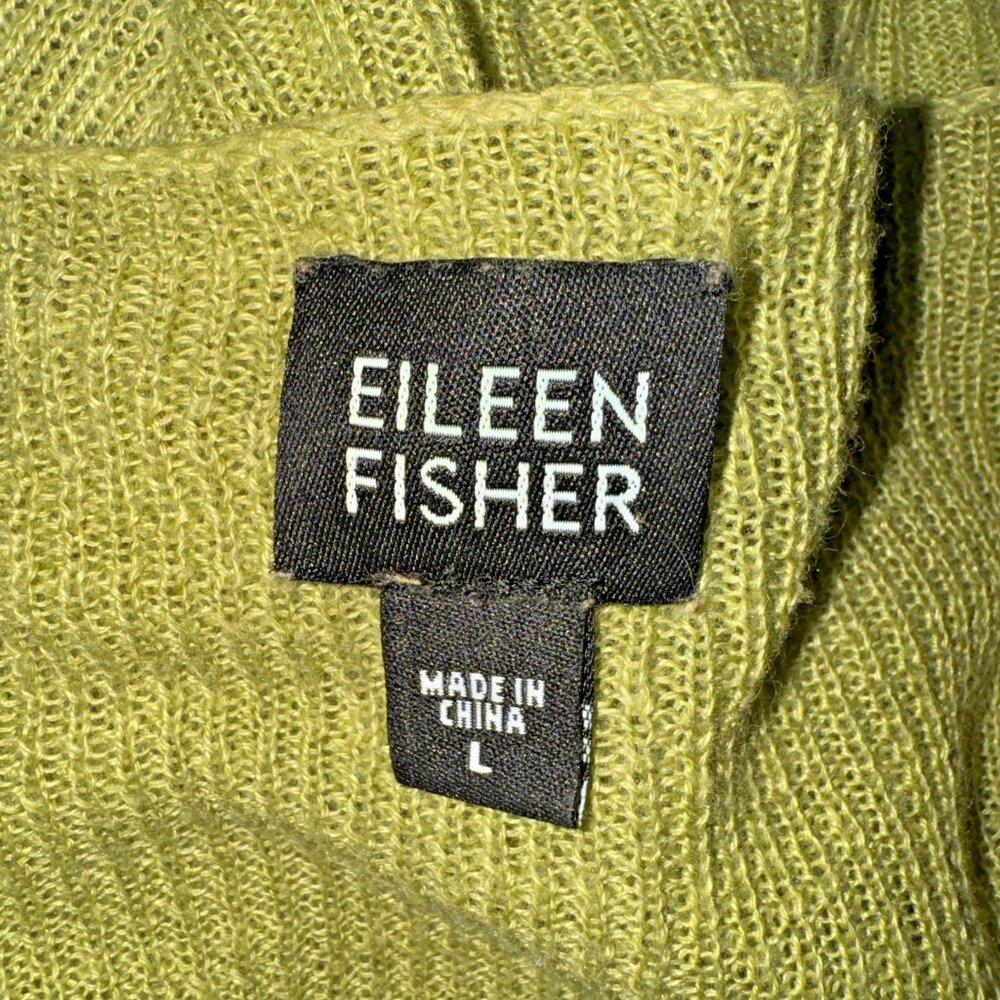 🖤EILEEN FISHER womens L Green 100% Linen Pullover Sweater Quiet Luxury Preppy - Picture 5 of 6